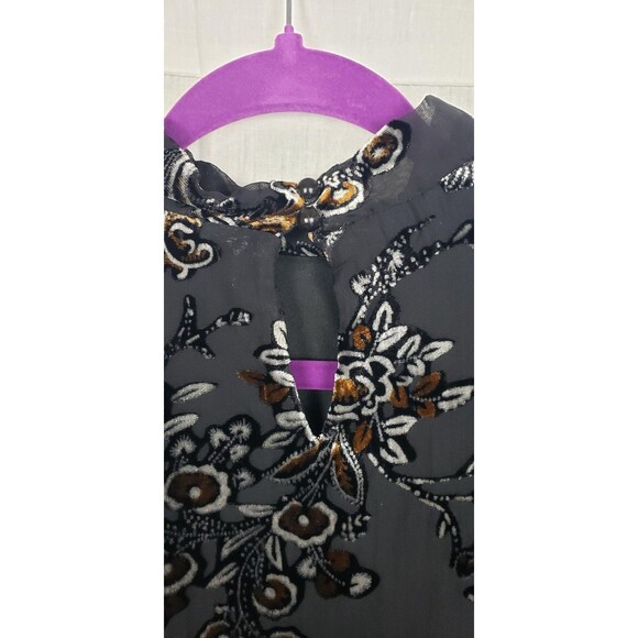 Koko + Mason Floral Blouse M Black Velvet Burnout WhimsiGoth Dark Fairy Witchy - Picture 5 of 13